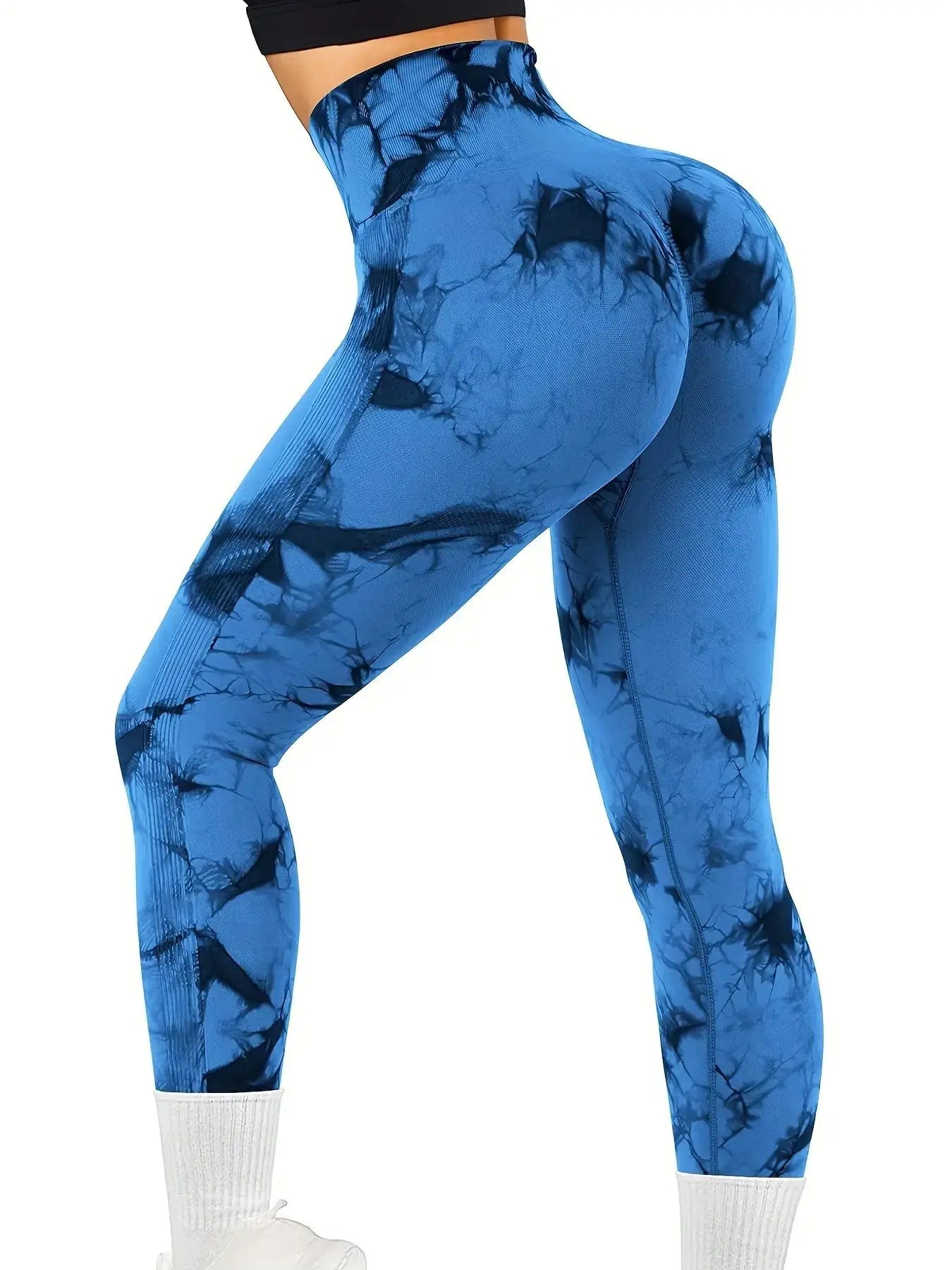 Stylish Women's Tie-Dye High Waist Yoga Pants Seamless Peach Butt Stretch Fitness Pants for Athletic Ladies