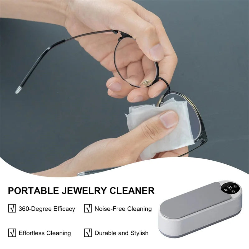 Ultrasonic Household Cleaning Machine 450ml Pod for Jewelry Ring Glasses Makeup Brush Portable and Eye Catching