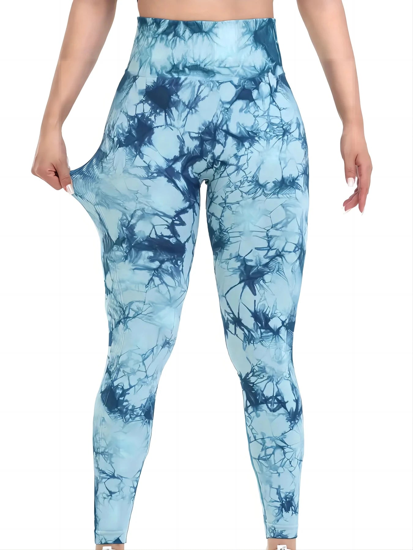 Stylish Women's Tie-Dye High Waist Yoga Pants Seamless Peach Butt Stretch Fitness Pants for Athletic Ladies